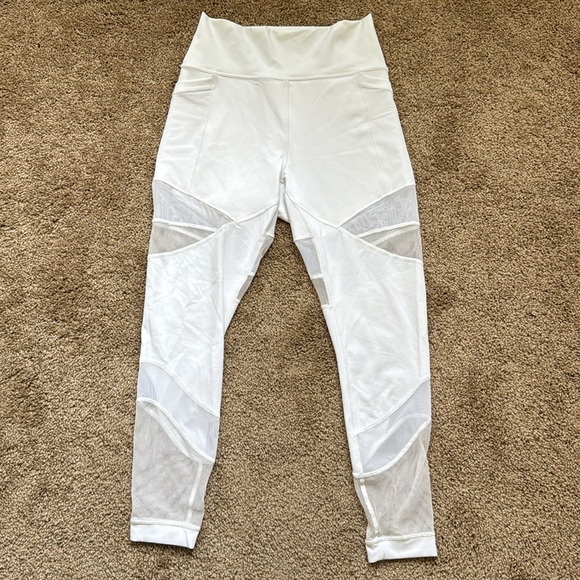 Lululemon Forget The Sweat Tight 25" White Mesh Cutout - Picture 6 of 13